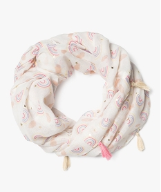 foulard fille tour de cou multiposition motif dore et pompons blanc foulards echarpes et gants fille GEMO