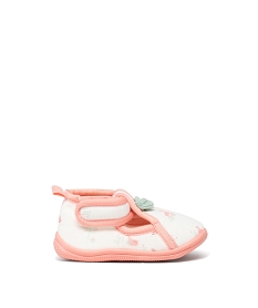 GEMO Chaussons imprimés animaux à scratch bébé rose standard