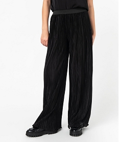 pantalon de soiree plisse brillant femme noir pantalonsE402501_1