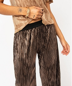 pantalon de soiree plisse brillant femme brun pantalonsE402601_2