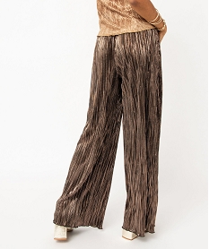 pantalon de soiree plisse brillant femme brun pantalonsE402601_3