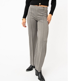 GEMO Pantalon droit à pli en maille extensible femme Imprimé