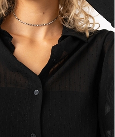chemise courte en voile transparent femme noirE408901_2