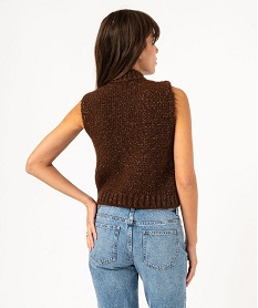 pull sans manches paillete a col cheminee femme brunE409701_3