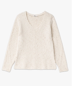 pull col v paillete femme beige pullsE409801_4