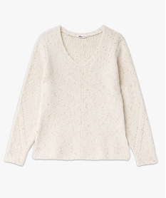 pull col v paillete femme beige pullsE409801_4