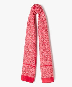 foulard en voile fleuri a fines rayures brillantes femme rose standard autres accessoiresE413301_1