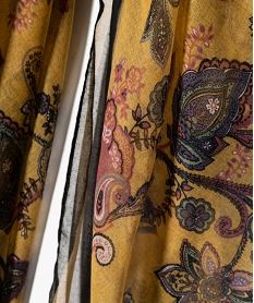 foulard carre grand format imprime femme jaune foulardsE414401_4