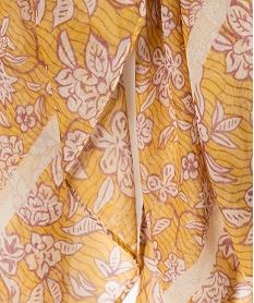 foulard carre en voile fleuri femme jaune foulardsE414501_4