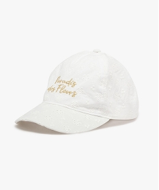 GEMO Casquette en coton avec broderie anglaise fille blanc standard