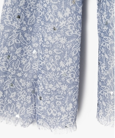 foulard fleuri a cœurs brillants femme bleu standard foulardsE419201_4