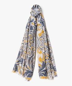 GEMO Foulard rectangulaire long fleuri femme bleu standard