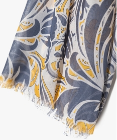foulard rectangulaire long fleuri femme bleu standard foulardsE419701_2