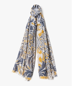 foulard rectangulaire long fleuri femme bleu standard foulardsE419701_3
