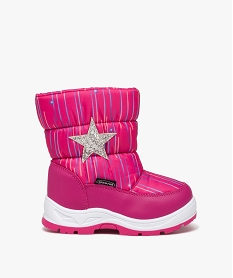 GEMO Après-ski fille fourrés à zip avec imprimé vecteurs rose standard