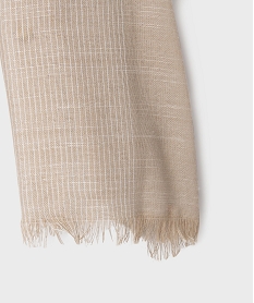 foulard rectangulaire grand format en voile raye homme beige standardE428301_2
