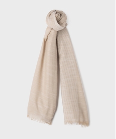foulard rectangulaire grand format en voile raye homme beige standardE428301_3
