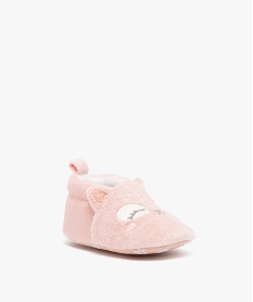 chaussons de naissance bebe fille en velours uni en forme de chat rose chaussures de naissanceE430801_2