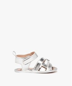 GEMO Chaussons de naissance bébé fille sandales métallisées à scratch Gris