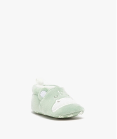 chaussons de naissance bebe garcon hippopotame en velours vertE431501_2