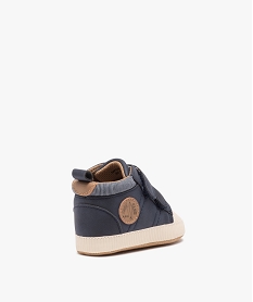 chaussons de naissance bebe garcon unies style baskets a scratch bleu chaussures de naissanceE431601_4