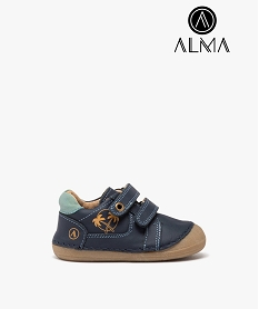 chaussures premiers pas en cuir souple a double scratch bebe garcon - alma bleuE432501_1