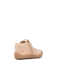 chaussures premiers pas fille en cuir a motif fleuri avec zip et lacets - na! roseE432901_4