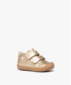 chaussures premiers pas bebe fille a scratch effet dore avec etoile fantaisie jauneE433001_2