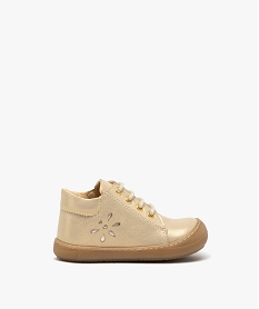 GEMO Chaussures premiers pas bébé fille en cuir uni pailleté avec détail ajouré - NA! dore
