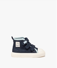 baskets bebe garcon en toile montante a trois scratch style denim bleu baskets et tennisE433201_1