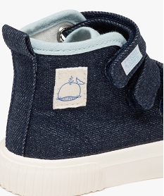 baskets bebe garcon en toile montante a trois scratch style denim bleu baskets et tennisE433201_4