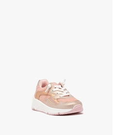 baskets bebe fille unies en mesh avec details irises rose standard baskets et tennisE434001_2