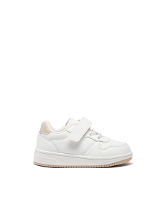 baskets bebe fille unies a scratch et a lacets elastiques style retro blanc baskets et tennisE434201_1