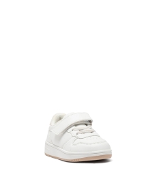 baskets bebe fille unies a scratch et a lacets elastiques style retro blanc baskets et tennisE434201_2