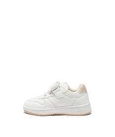 baskets bebe fille unies a scratch et a lacets elastiques style retro blanc standard baskets et tennisE434201_3