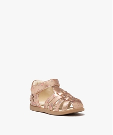 sandales bebe fille metallisees a motif avec bout ferme et scratch - lulu castagnette rose sandales et nu-piedsE435901_2