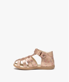 sandales bebe fille metallisees a motif avec bout ferme et scratch - lulu castagnette rose sandales et nu-piedsE435901_3