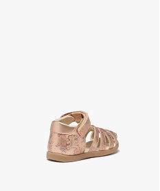 sandales bebe fille metallisees a motif avec bout ferme et scratch - lulu castagnette rose sandales et nu-piedsE435901_4