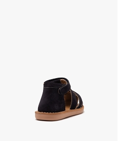 sandales bebe garcon en cuir suede uni et a scratch bleu sandales et nu-piedsE436601_4