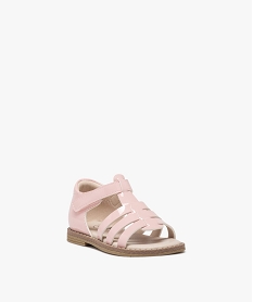 sandales bebe fille unies et vernies a scratch rose sandales et nu-piedsE436701_2
