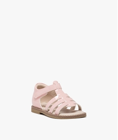 sandales bebe fille unies et vernies a scratch rose sandales et nu-piedsE436701_2