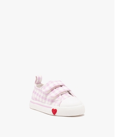 baskets bebe fille en toile vichy avec double scratch violet baskets et tennisE439701_2
