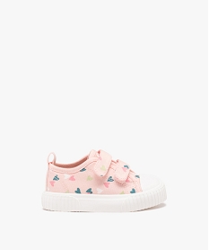 baskets bebe fille en toile a scratch avec motifs coeur rose baskets et tennisE439801_1