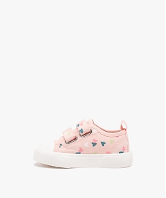 baskets bebe fille en toile a scratch avec motifs coeur rose standard baskets et tennisE439801_3