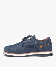 derbies garcon unis en toile avec semelle bicolore bleu chaussures bassesE441101_3