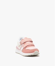 baskets fille a semelle epaisse crantee et double scratch - hobiz rose chine basketsE441801_2