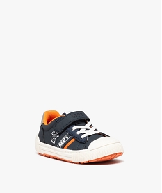 baskets garcon bicolores a scratch et lacets ajustables - gepy bleu baskets a scratchE443901_2