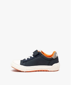 baskets garcon bicolores a scratch et lacets ajustables - gepy bleu baskets a scratchE443901_3