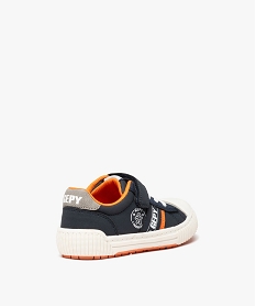 baskets garcon bicolores a scratch et lacets ajustables - gepy bleu baskets a scratchE443901_4