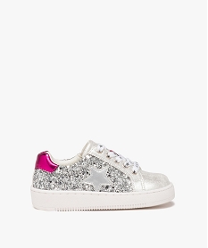 baskets fille a strass avec lacets et zip detail etoile argente basketsE444101_1
